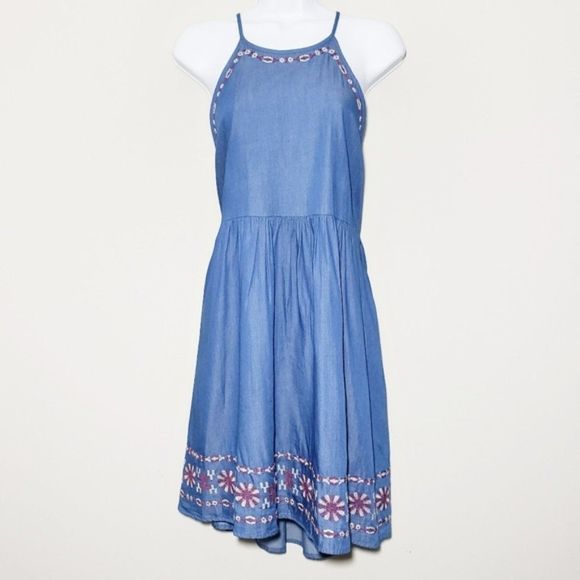 ALTAR'D STATE Chambray Embroidered Sun Dress Small - Picture 1 of 10